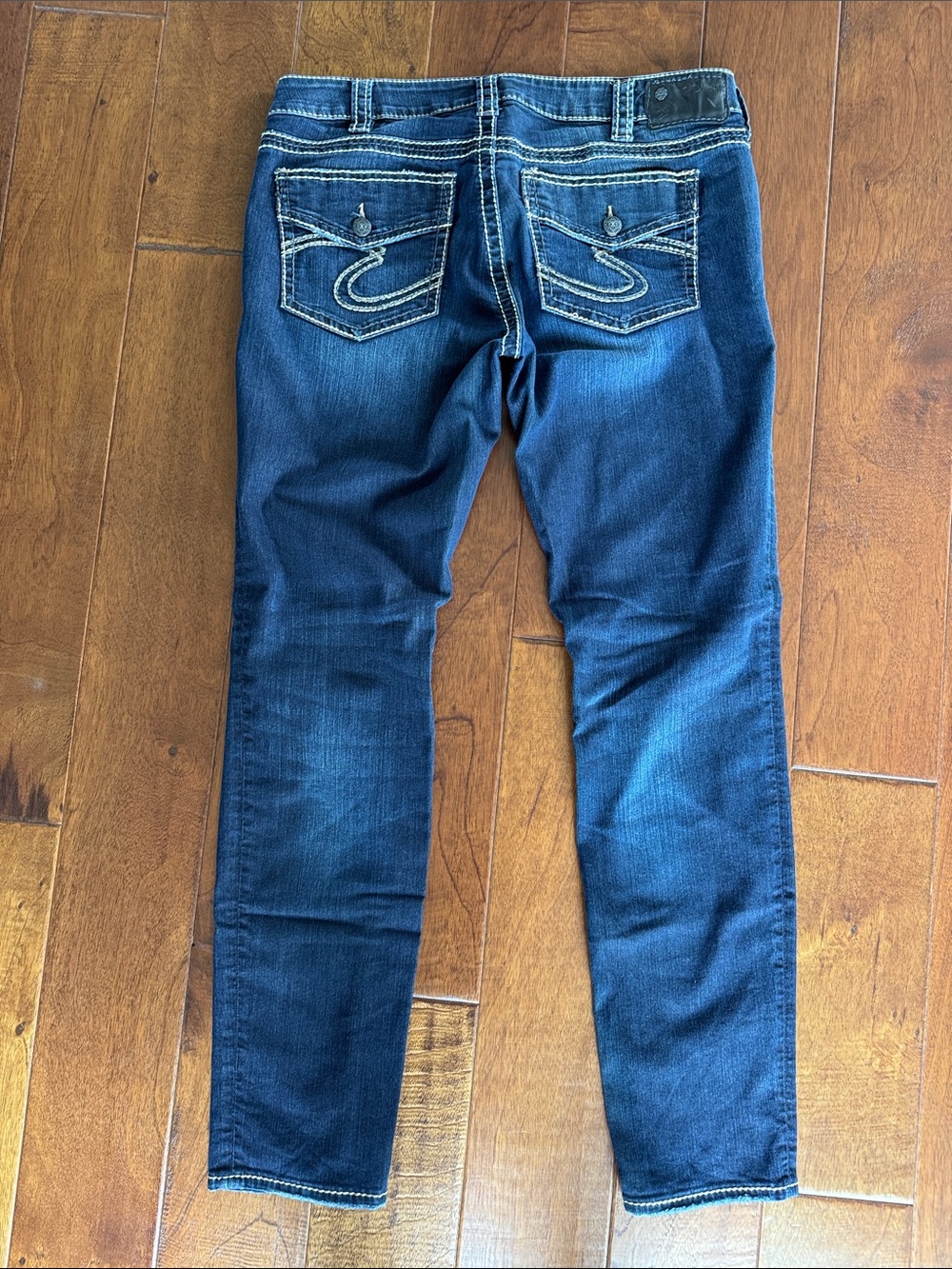 Silver Jeans Suki Jeggings Dark Wash Denim Jeans with Contrast Stitching W33/L31